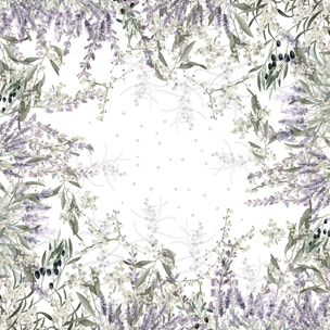 Nappe lin & coton lavé 150 g/m² imprimé violet Parfum de lavande mauve