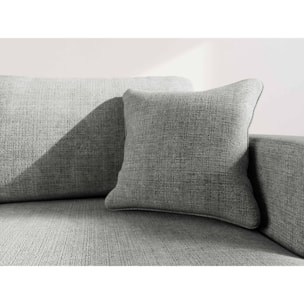 Miro - Canapé d'angle droit 4 places convertible avec coffre en velours texturé - Gris