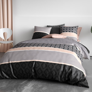 Parure housse de couette imprimé 100% coton rose - kea