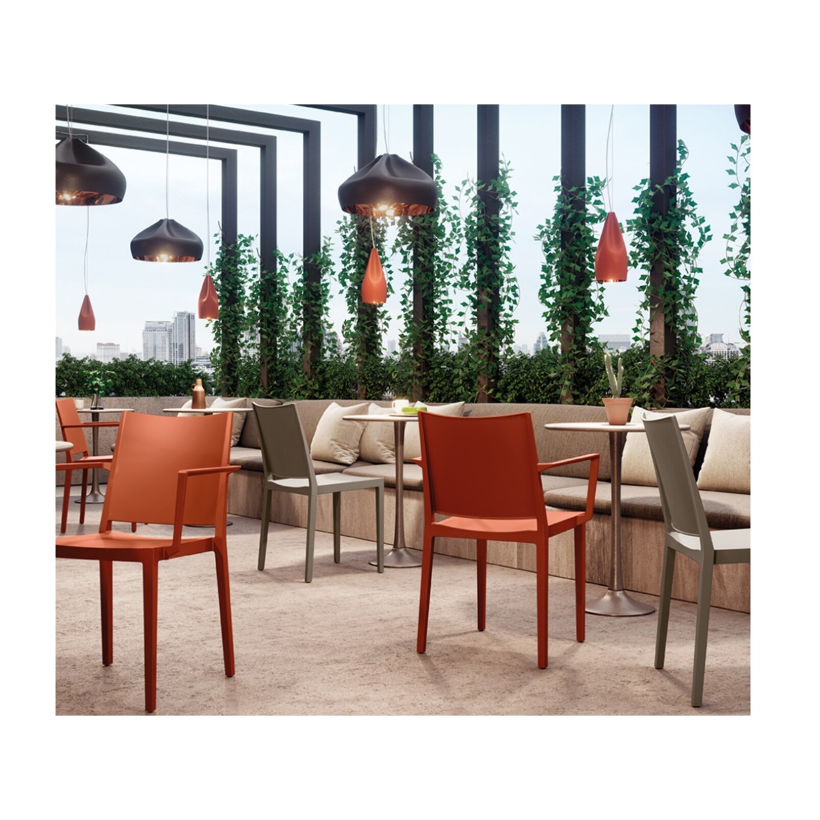 Lot de 2 fauteuils de jardin en plastique - terracotta - LAGOS