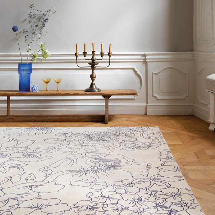 Tapis salon et chambre fait à la main en coton motif floral XEXE