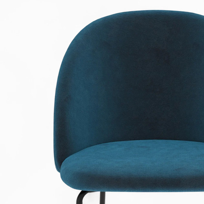 Pack 4 chaises en velours jaune moutarde et bleu foncé - Karl