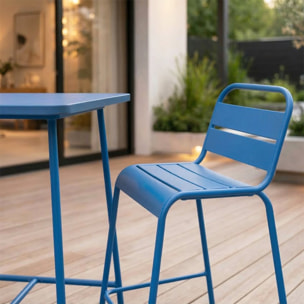 Ensemble table de bar et 2 chaises hautes d'extérieur bleu EVORA