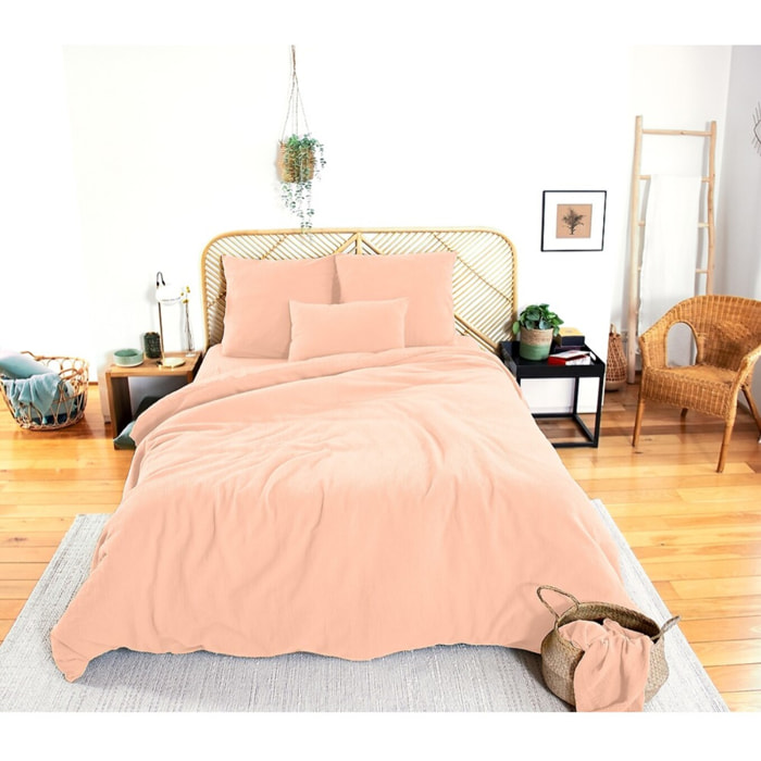 Parure housse de couette 3PCS en Gaze de coton 57 fils - PÊCHE