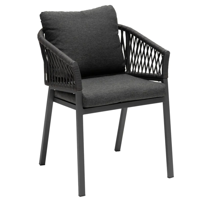 Lot de 2 fauteuils de jardin "Oriengo" anthracite & graphite en aluminium et mailles tressées