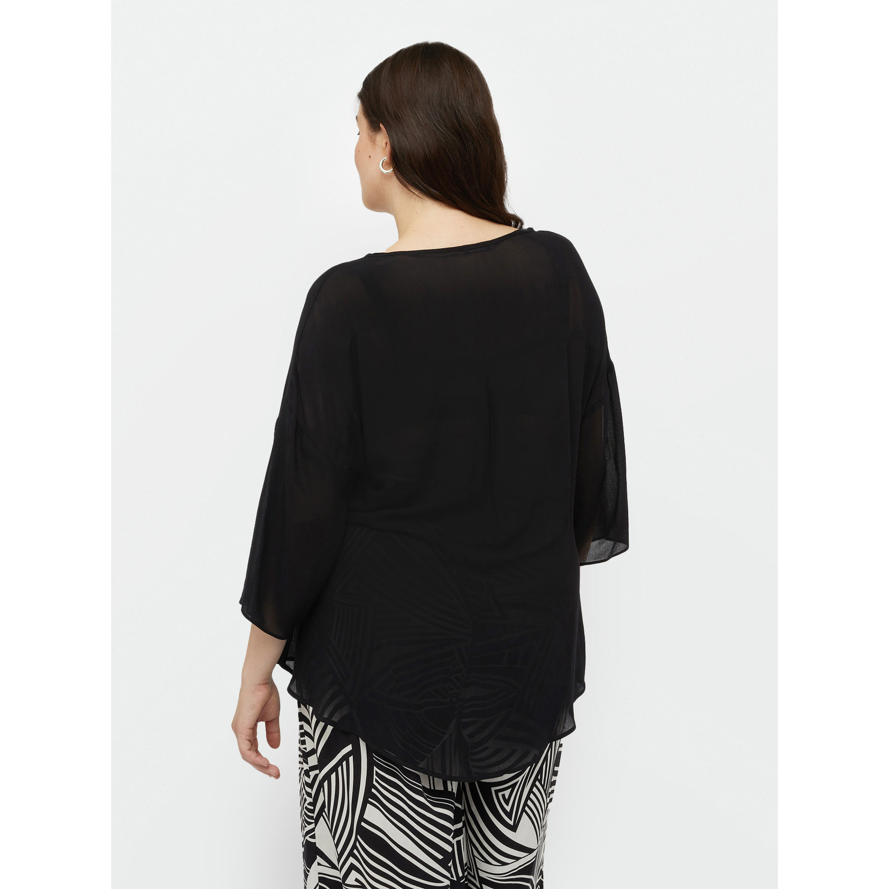 Fiorella Rubino - Blusa ampia con coulisse in vita - Nero