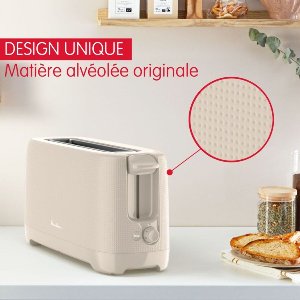 Grille-pain MOULINEX LS2M0B10 morning gris 1 longue fente