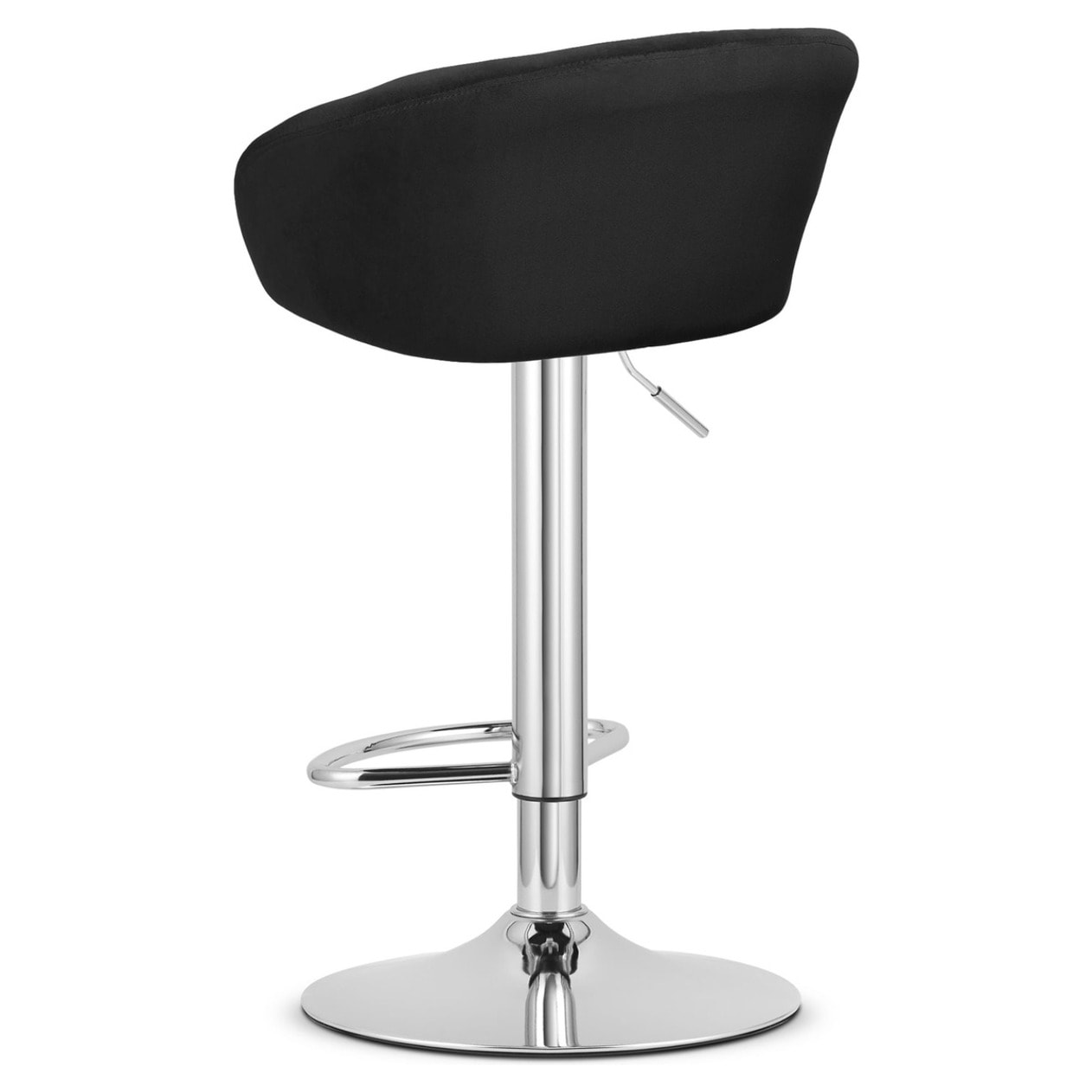 Sgabello da bar East in velluto nero con base cromata