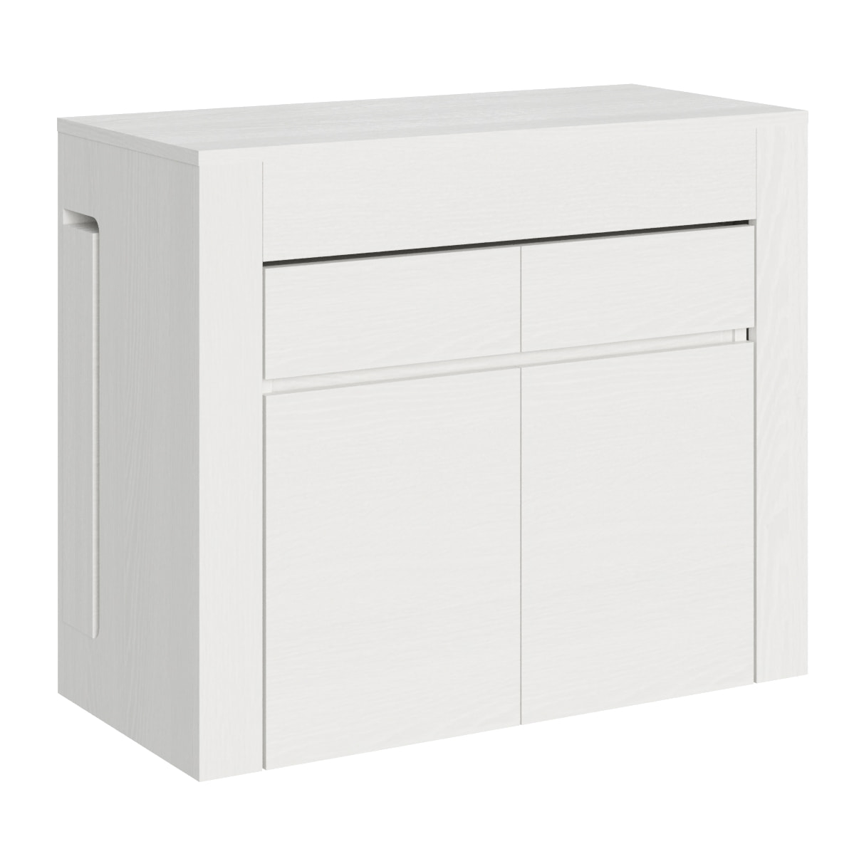 Consola extensible 90x42/302 cm Evolve Fresno Blanco extensiones internas con bancos inferior y superior