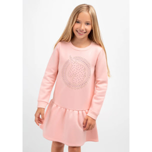 Vestido Sudadera Unicornio Strass Rosa Niña