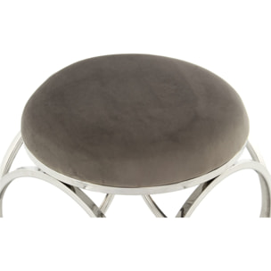 Pouf Whitney 300 Grigio e Argento in Velluto