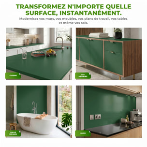 Rouleau adhésif décoratif Vinyle au Mètre - Vert fonce - Sticker Lavable Imperméable Mur Cuisine Meubles