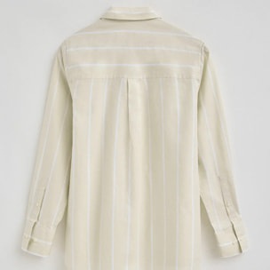 Camisa de rayas beige de corte relajado con logo Rigby Go