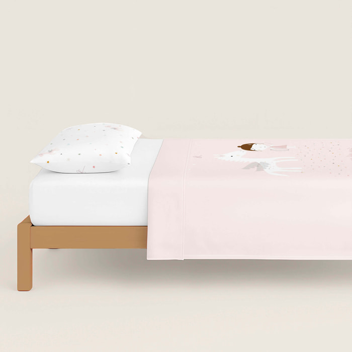 Juego de Sábanas Estampadas - Infantil - Incluye 1 Funda de Almohada - 100% Algodón - Pegaso Mágico