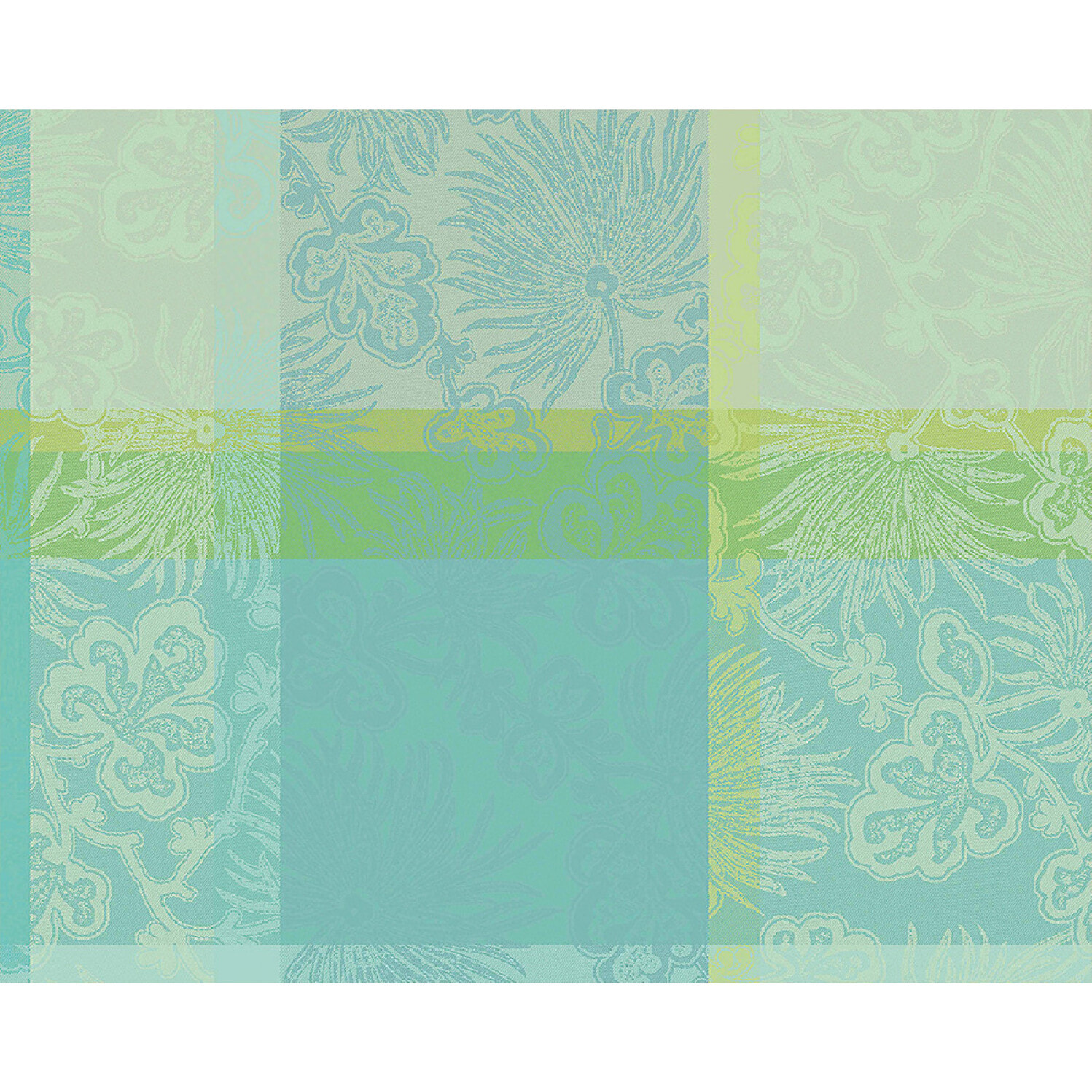 Set pur coton motif jacquard vert Mille venusta aqua