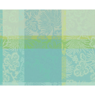 Set pur coton motif jacquard vert Mille venusta aqua