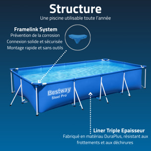 Bestway Piscine hors sol tubulaire rectangulaire Bestway Steel Pro 400 x 211 x 81 cm bleu