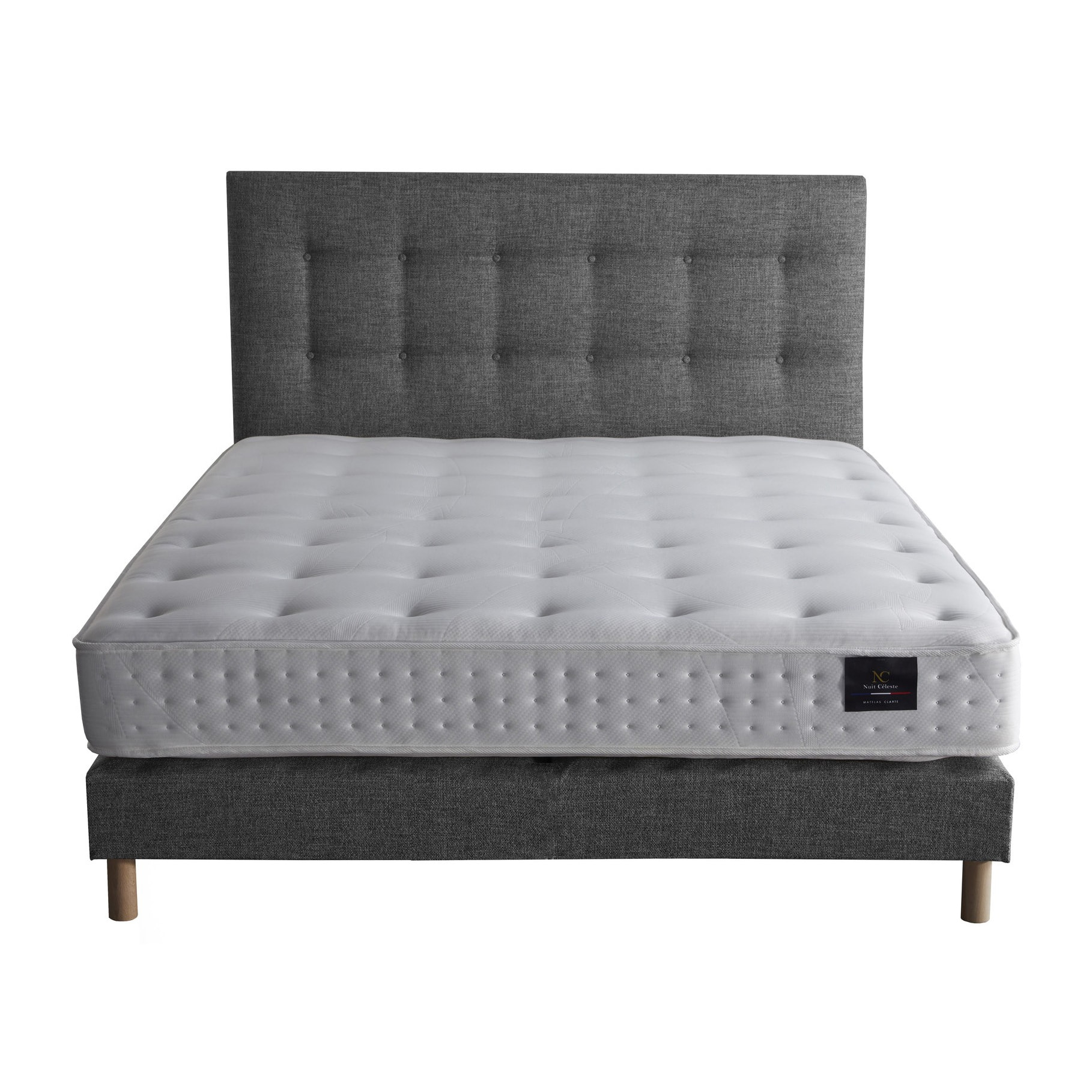 Ensemble Ciel + tête de lit capitonnée - Matelas mousse Orbis recyclé