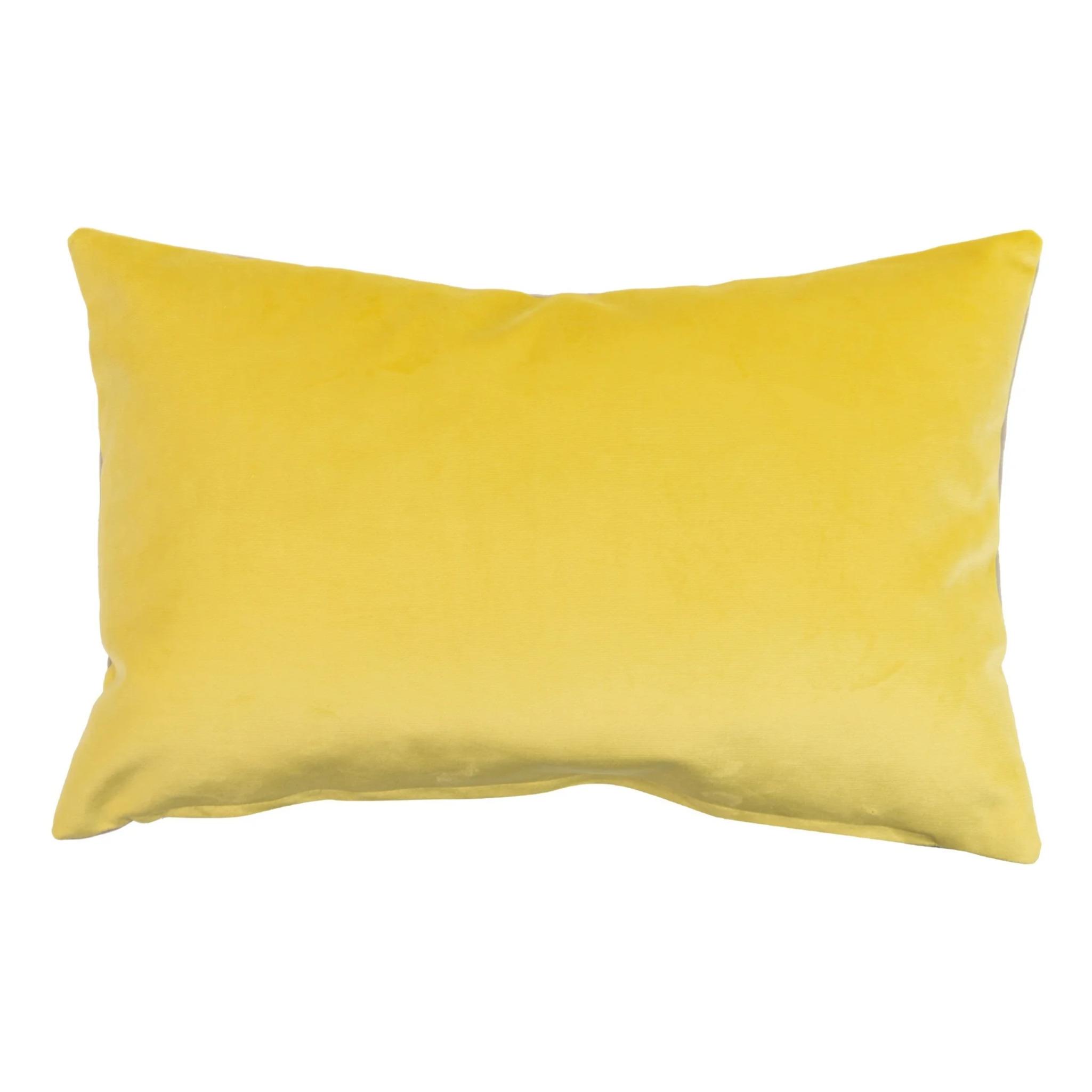 Cojin Velvet Gris Amarillo 45x13x30 Cm