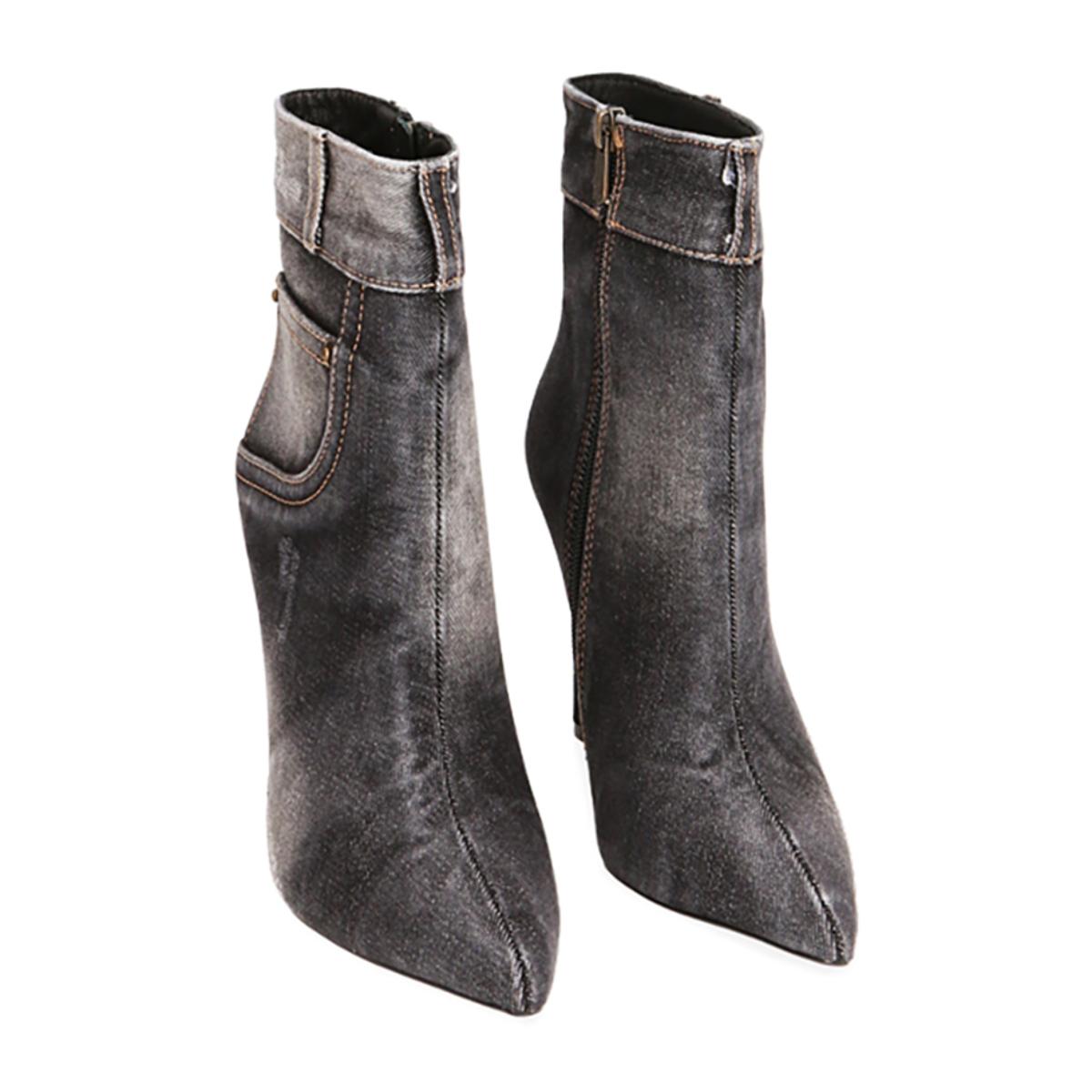 Ankle boots jeans nero, tacco 10,5 cm