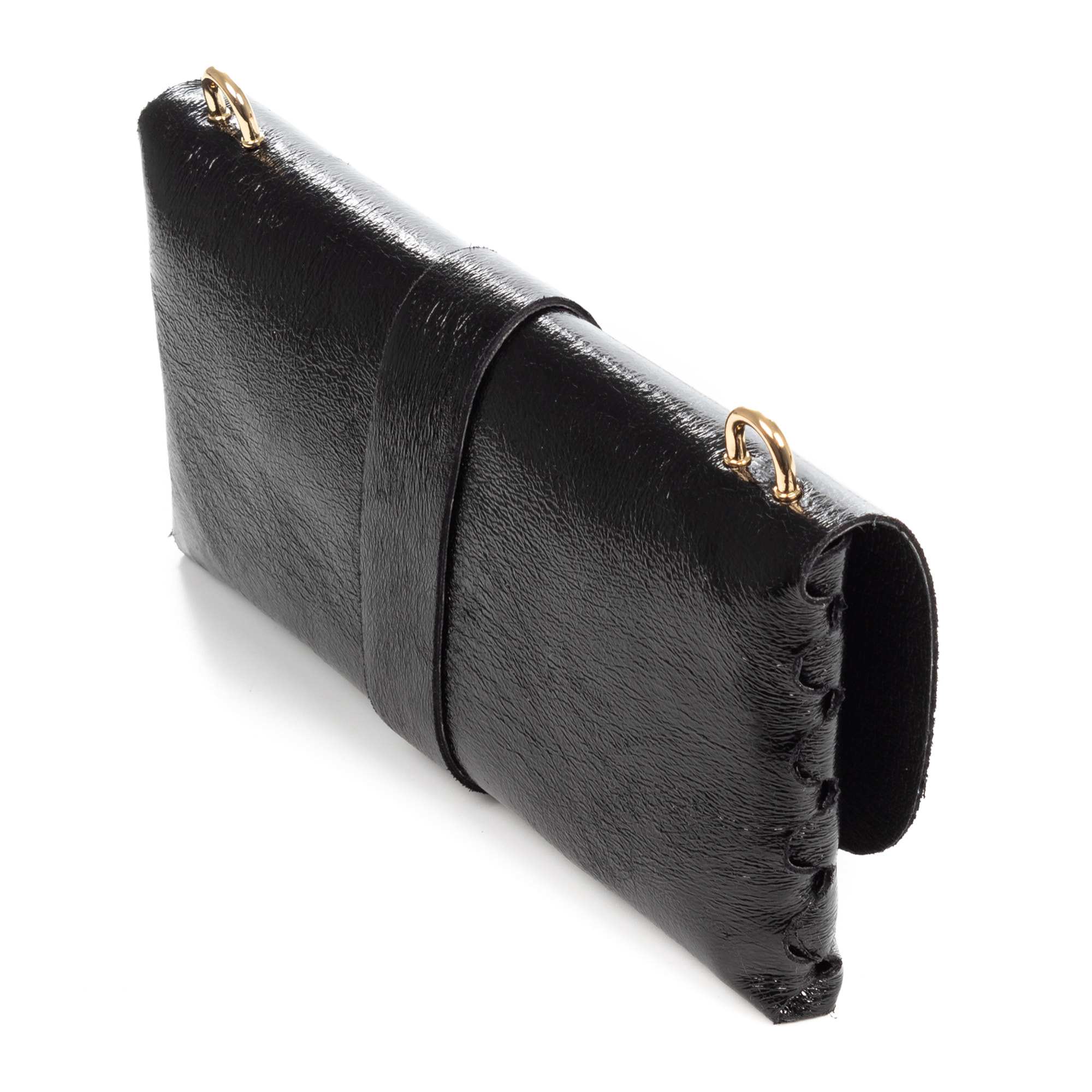 Arta bolso bandolera mujer. Piel auténtica Gamuza lacada brillante.