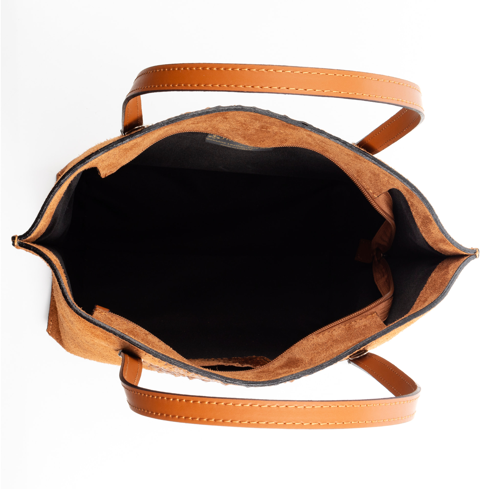 Borsa Ada da donna. Vera pelle scamosciata goffrata coccodrillo.