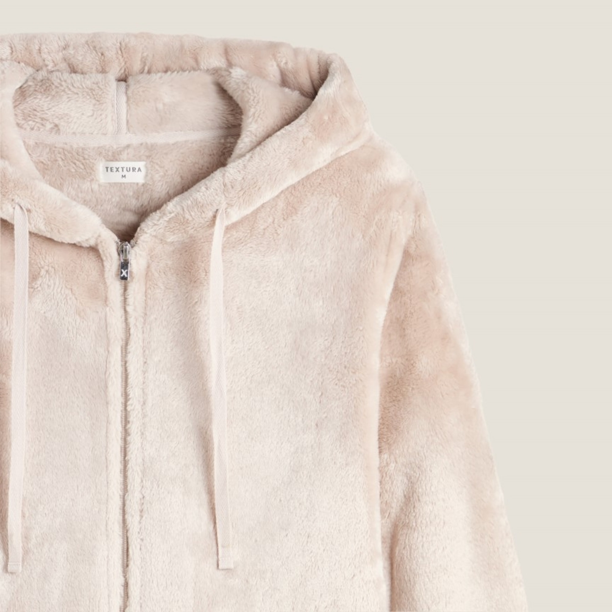 Chaqueta efecto pelo Este color marfil crudo
