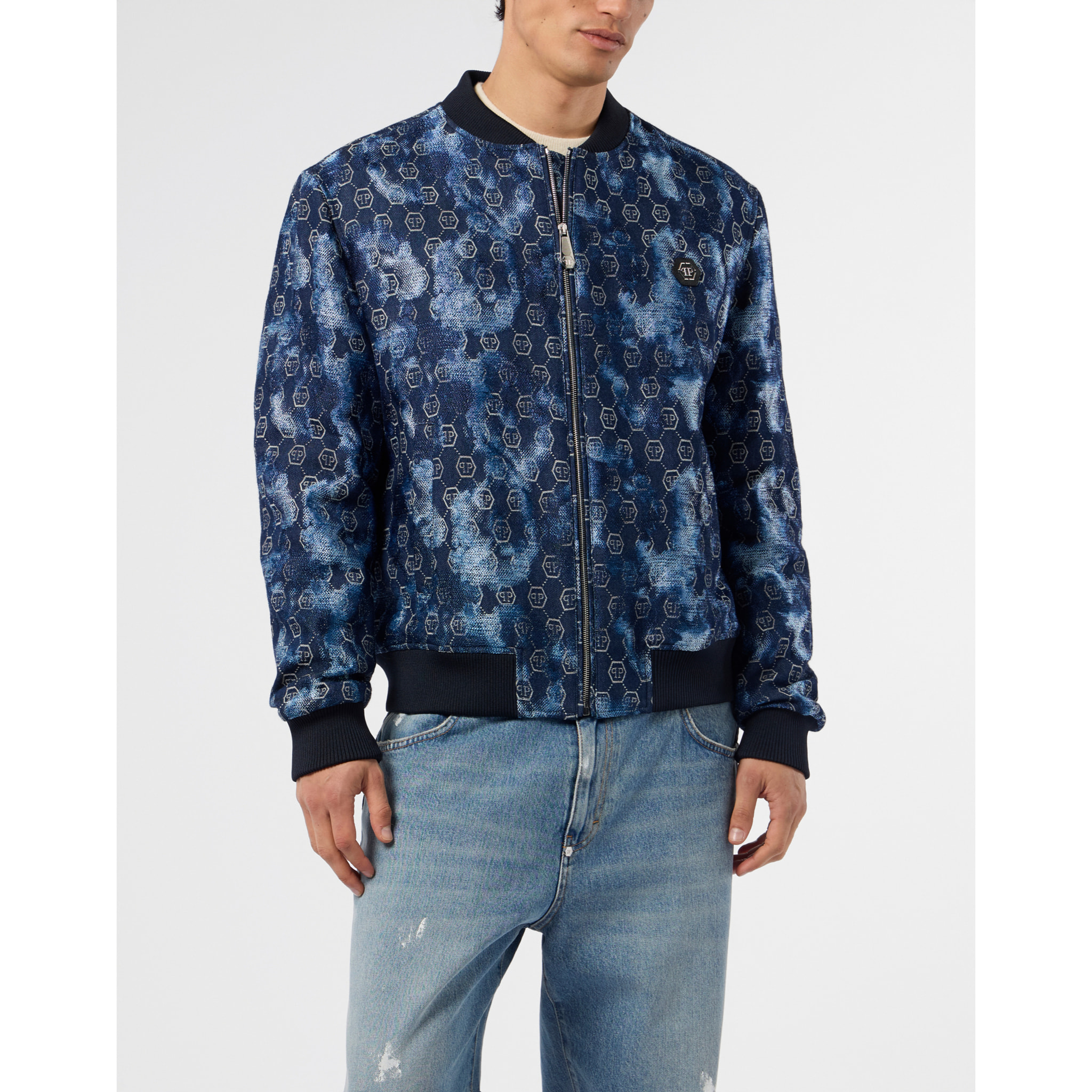 PHILIPP PLEIN Jacquard Denim Bomber Monogram