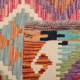 Tapis kilim, motif ethnique authentique, tissé plat en laine