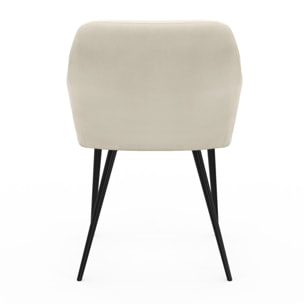 Chaises Ariana velours crème pieds métal - lot de 2