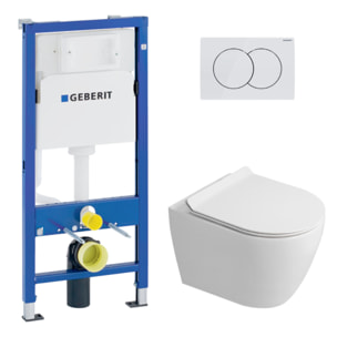 Duofix pack WC bâti-support UP100 + WC suspendu sans bride Ceramia avec abattant SoftClose + plaque blanche (GEBCEPXWT01FR-FS)