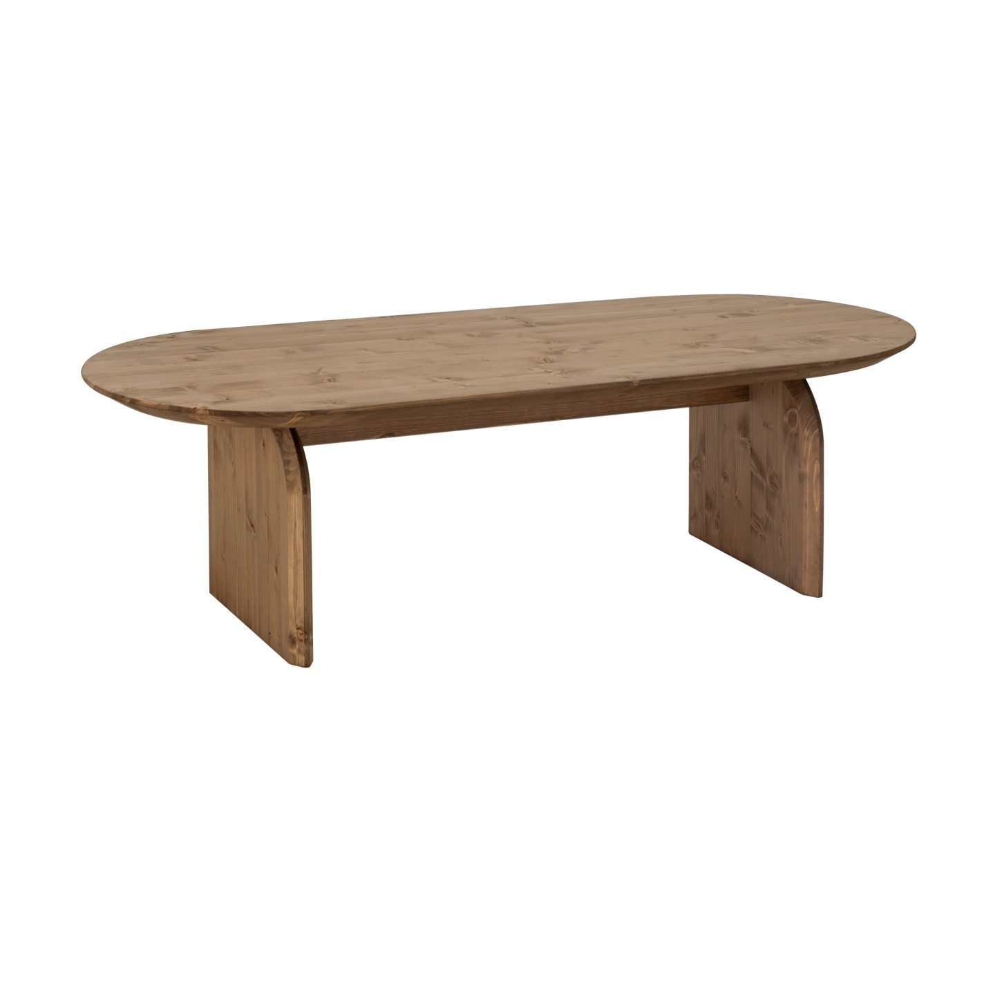 Table basse ovale en bois massif ton chêne foncé en différentes tailles