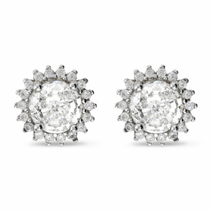 Orecchini Bottone Fiore con Cubic Zirconia Bianche