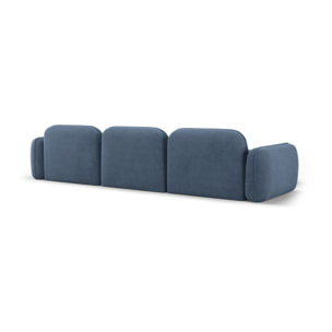 Canapé d'angle gauche modulable "Lucien" 4 places en velours blue jeans