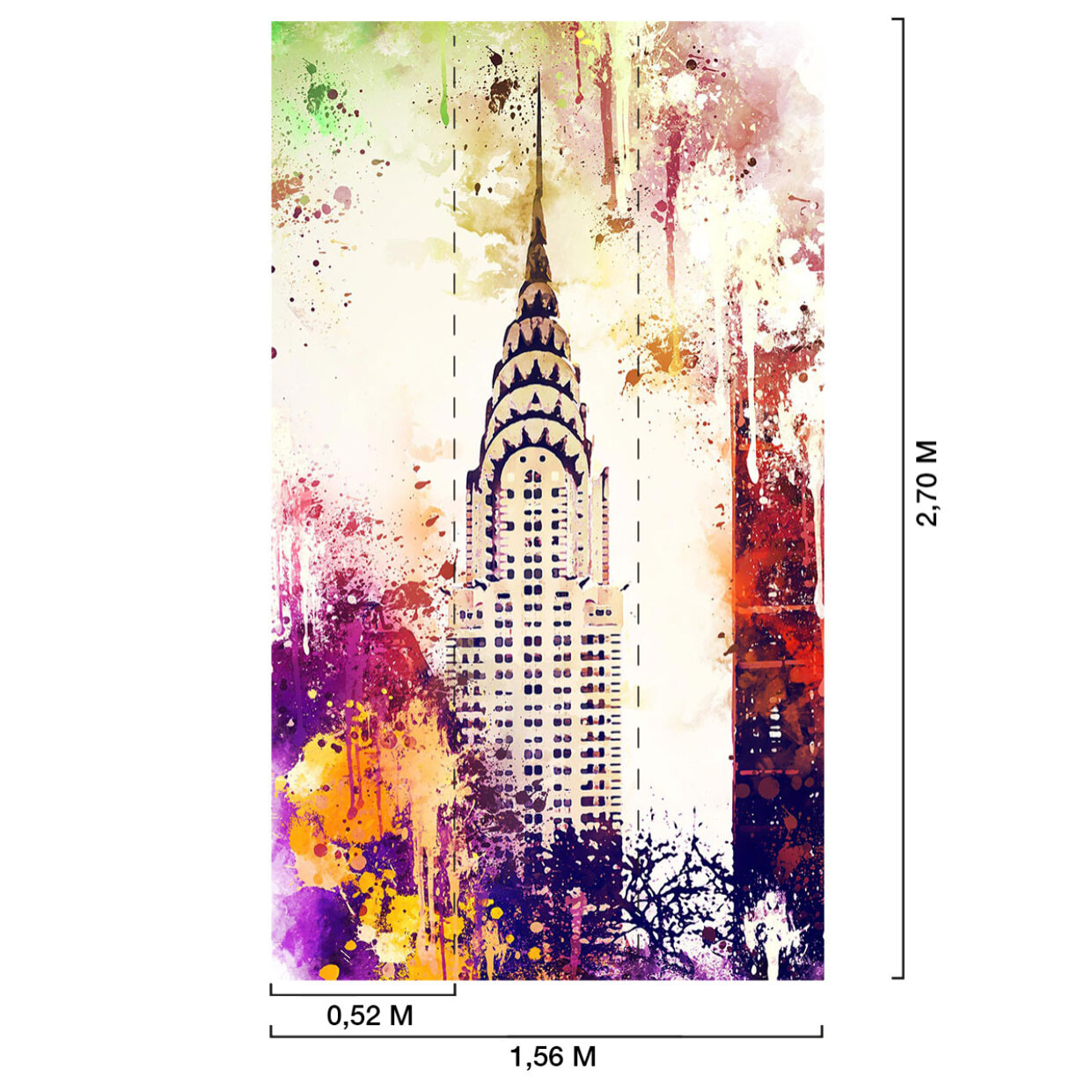 Papier peint graphique chrysler building color Intissé