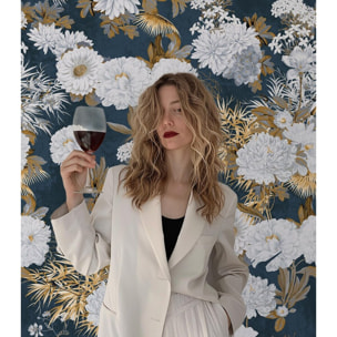 Carta da Parati Floreale Blu e Oro