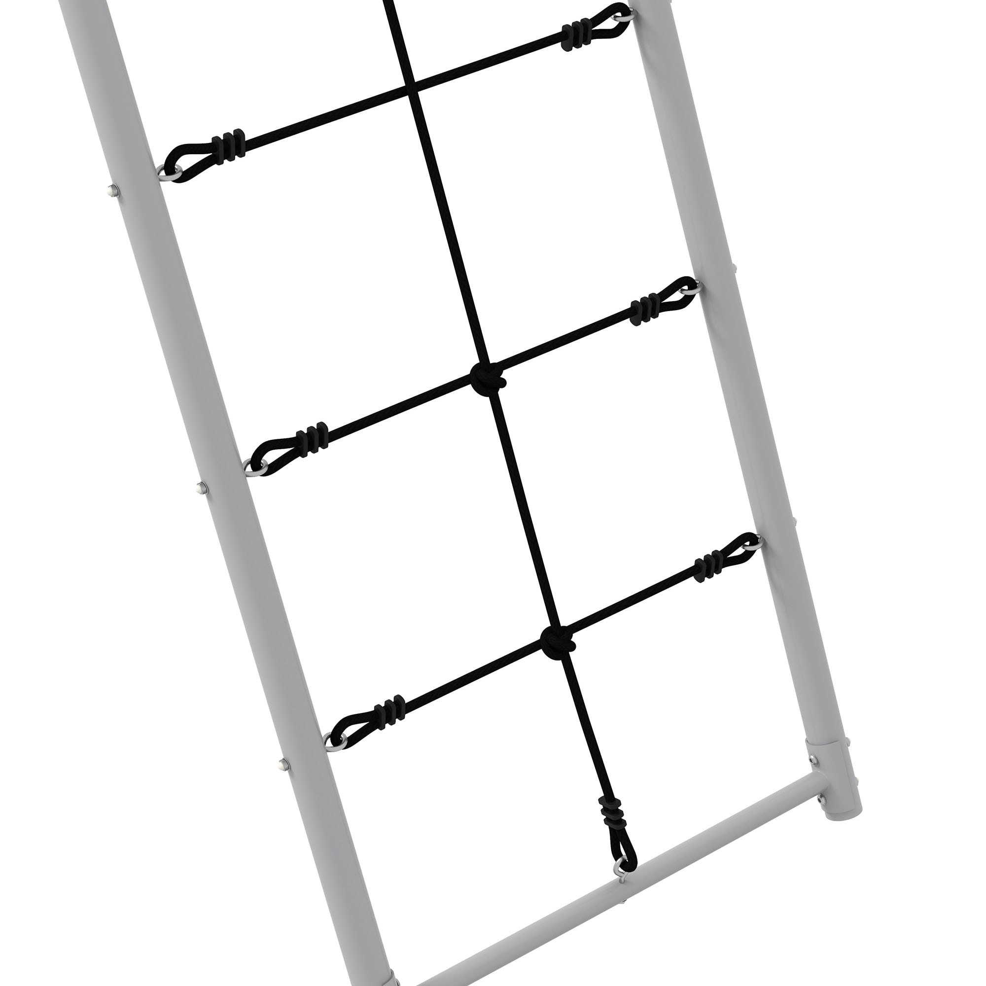 Balançoire portique 4 agrès - 2 balançoires, 2 échelles - dim. 2,6L x 1,85l x 1,8H m - métal époxy PE gris vert