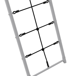 Balançoire portique 4 agrès - 2 balançoires, 2 échelles - dim. 2,6L x 1,85l x 1,8H m - métal époxy PE gris vert