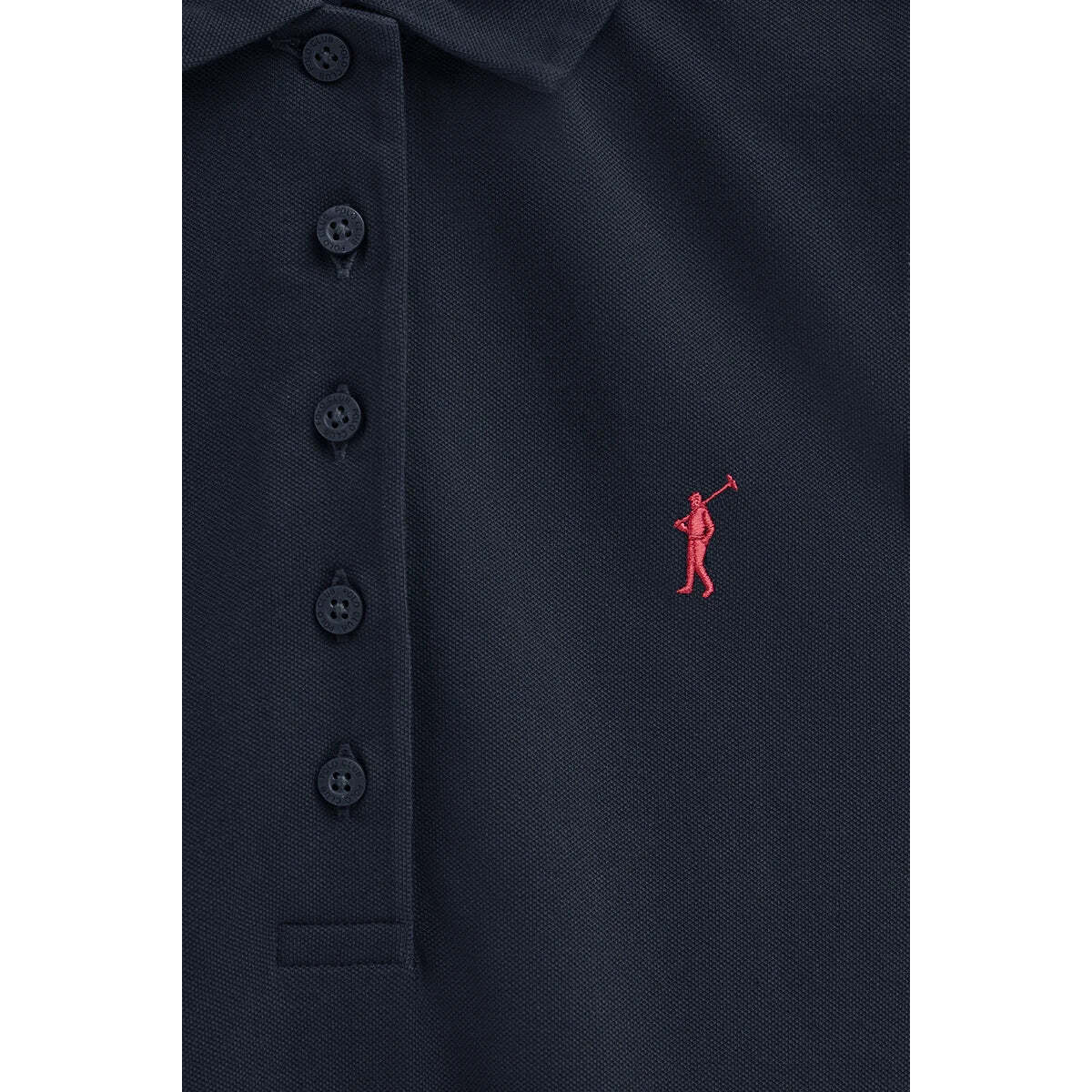 Vestito corto blu marino smanicato, colletto a polo e logo Rigby Go