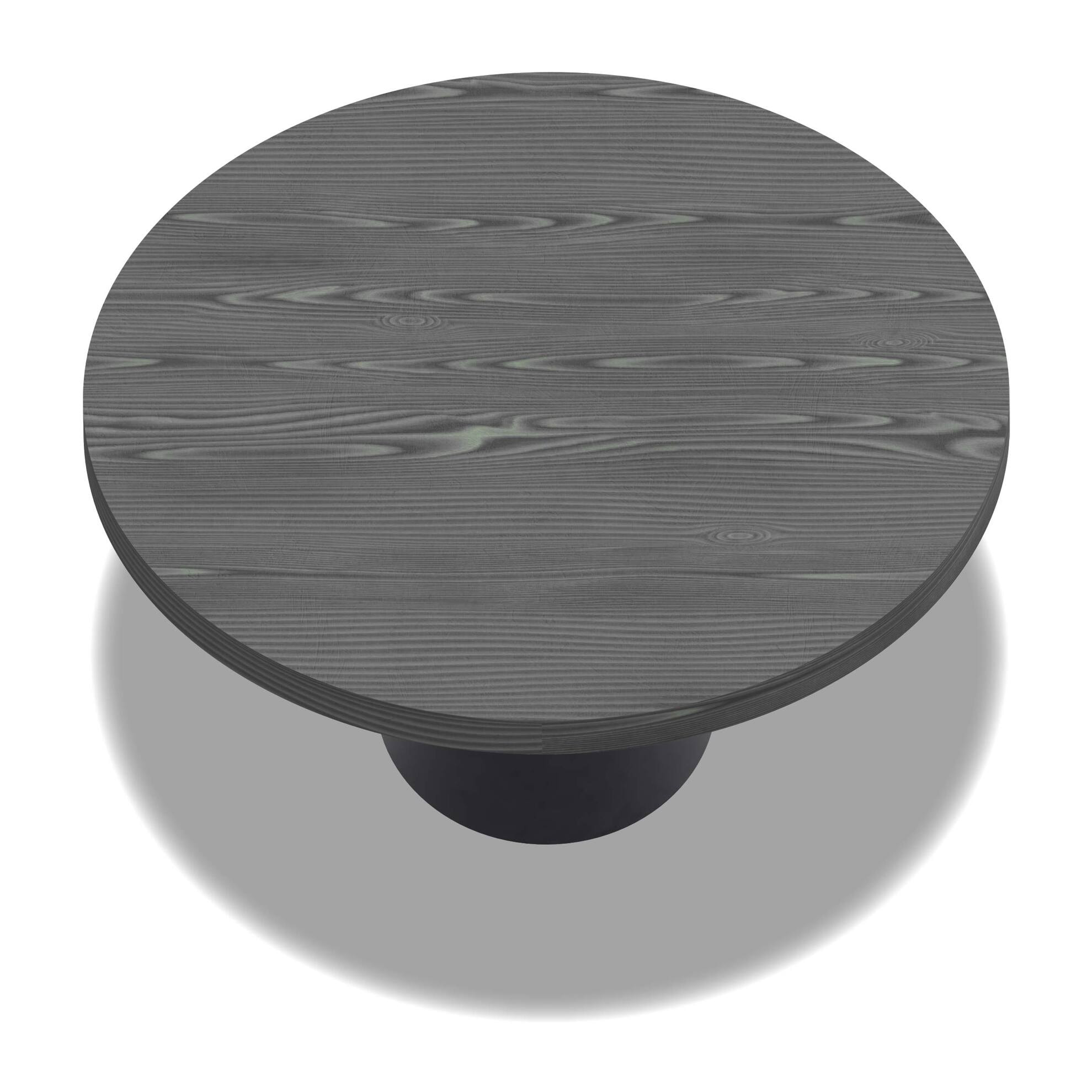 Artù Black - Tavolo da pranzo rotondo ⌀ 120 cm in legno laminato con base a cono in metallo, top nero