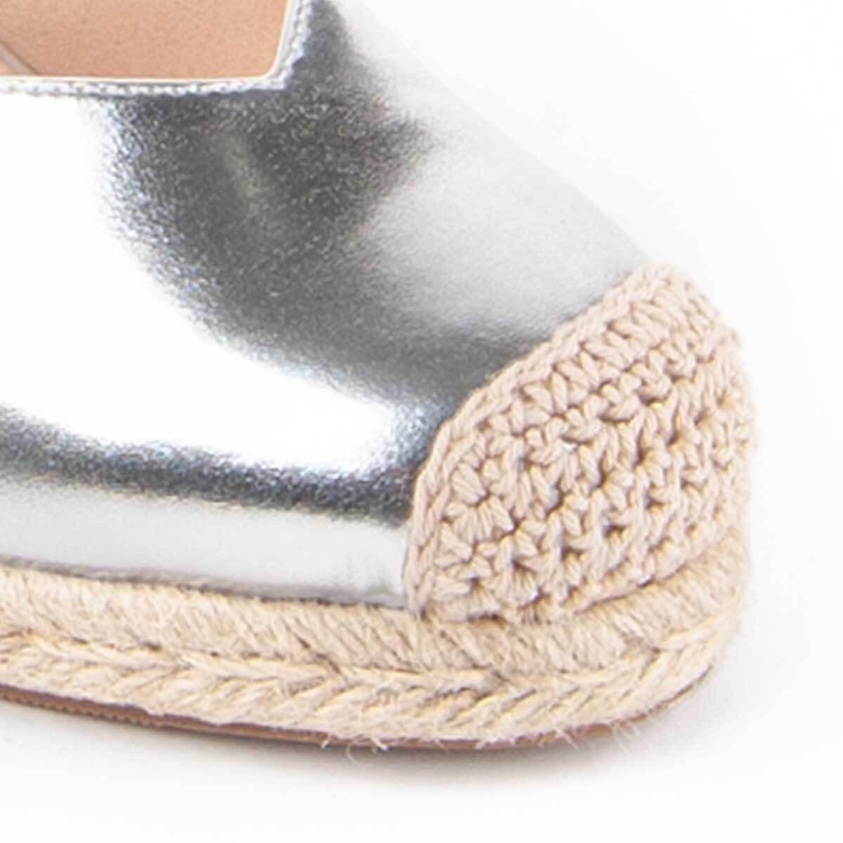 Alpargata De Cuña - Plateado - Altura: 8 Cm