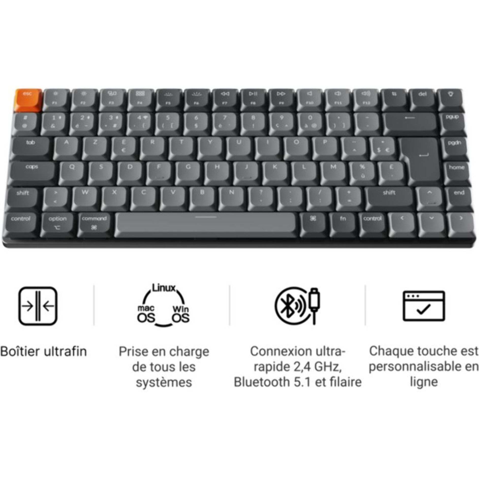 Clavier gamer sans fil KEYCHRON K3 Max QMK/VIA Wireless