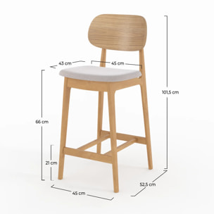 Lot de 2 chaises pour îlot central 66 cm en bois clair et tissu beige - Charlize