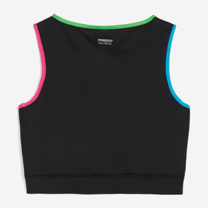 Top fitness a sostegno medio con bordature colorate