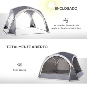Carpa Portátil para 6-8 Personas Carpa de Camping con 4 Mosquiteros Gancho y Bolsa de Transporte Anti-UV para Pescar Senderismo 350x350x230 cm Gris y Blanco