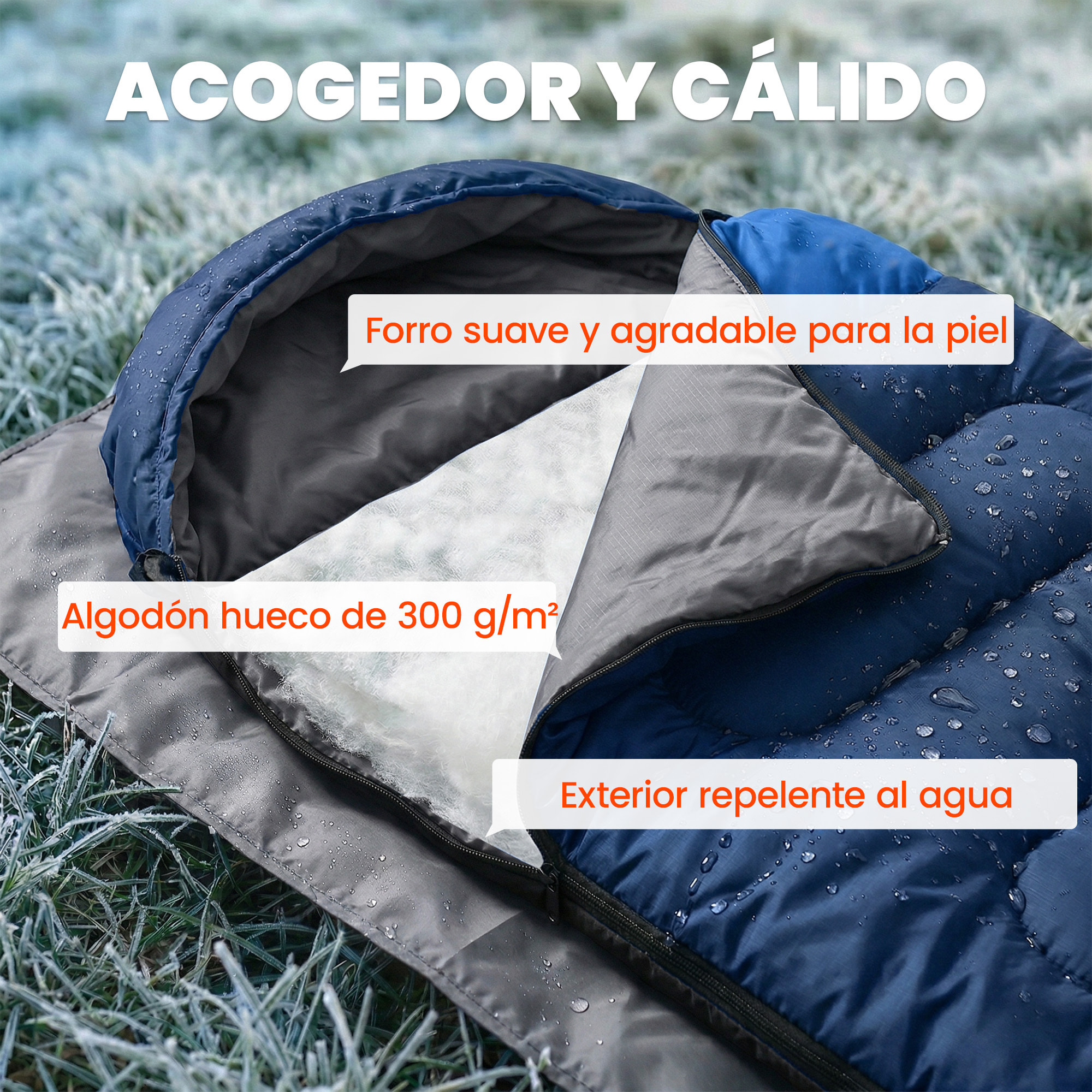 Saco de Dormir Adulto, Ligero y Compacto, para 3 Estaciones, Impermeable, Saco de Dormir Rectangular Plegable Portátil, Tamaño Pequeño, para Acampar, Senderismo, Viaje al Aire Libre, Azul