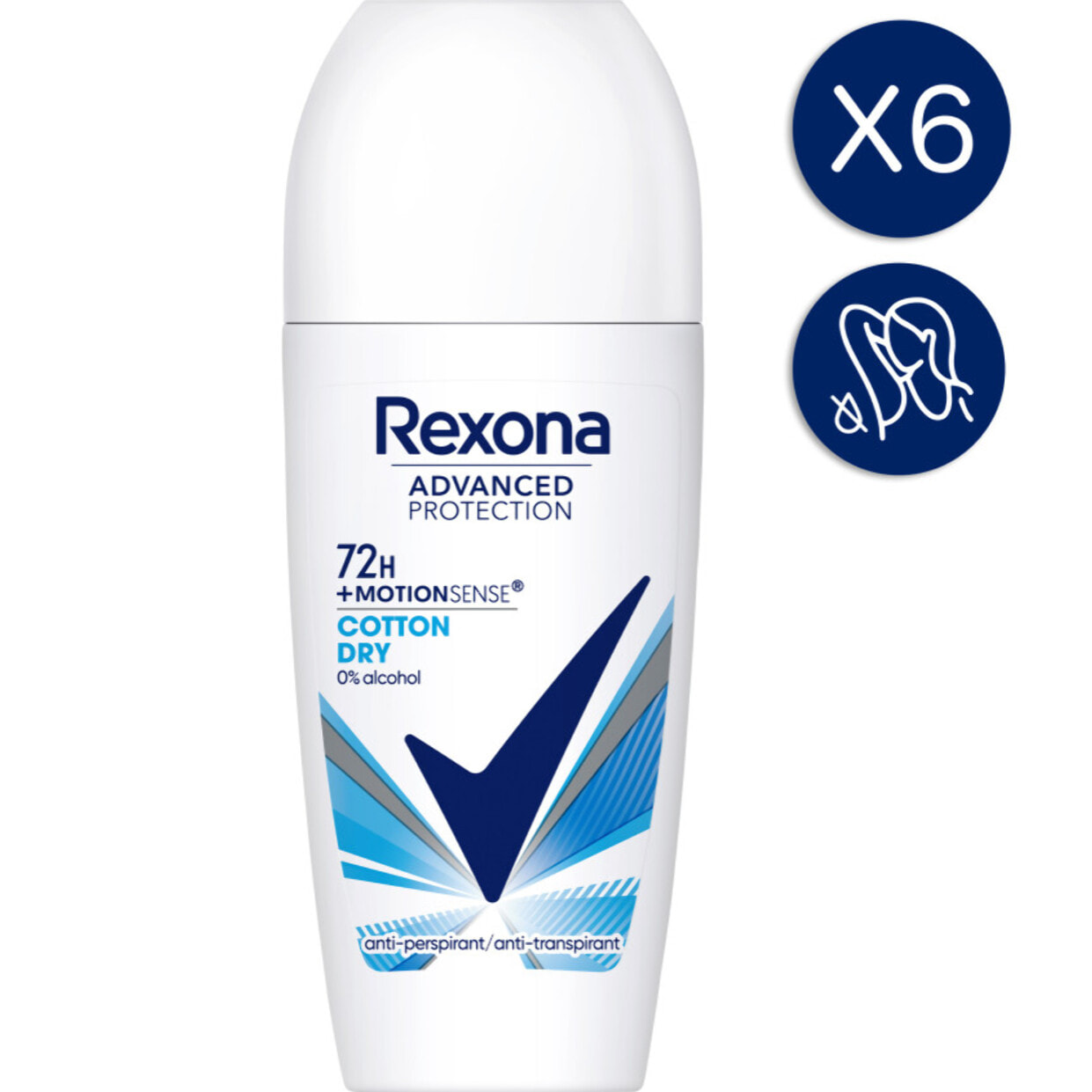 6 Déodorants REXONA Bille Cotton Dry (Lot 6x50ml)