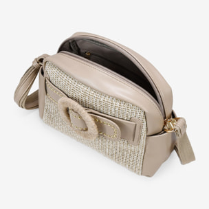 Bolso bandolera beige con cinturón y cremallera
