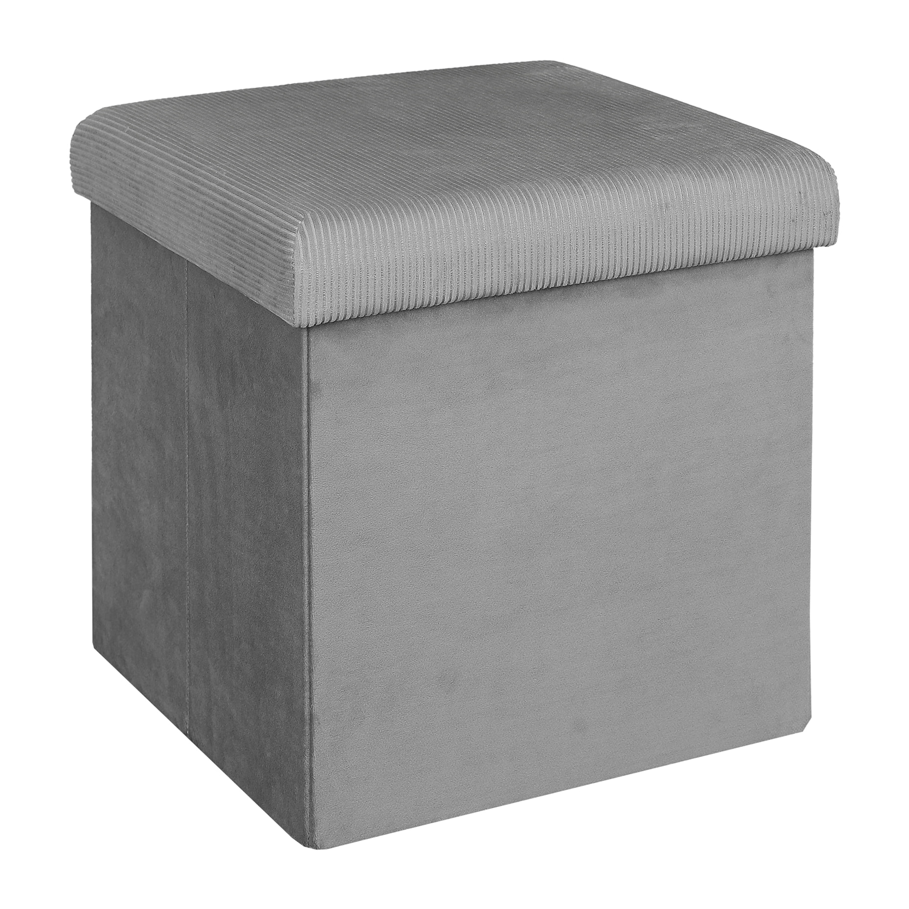 Coffre Pouf Pliable Velours Cotele Giulia Grism4