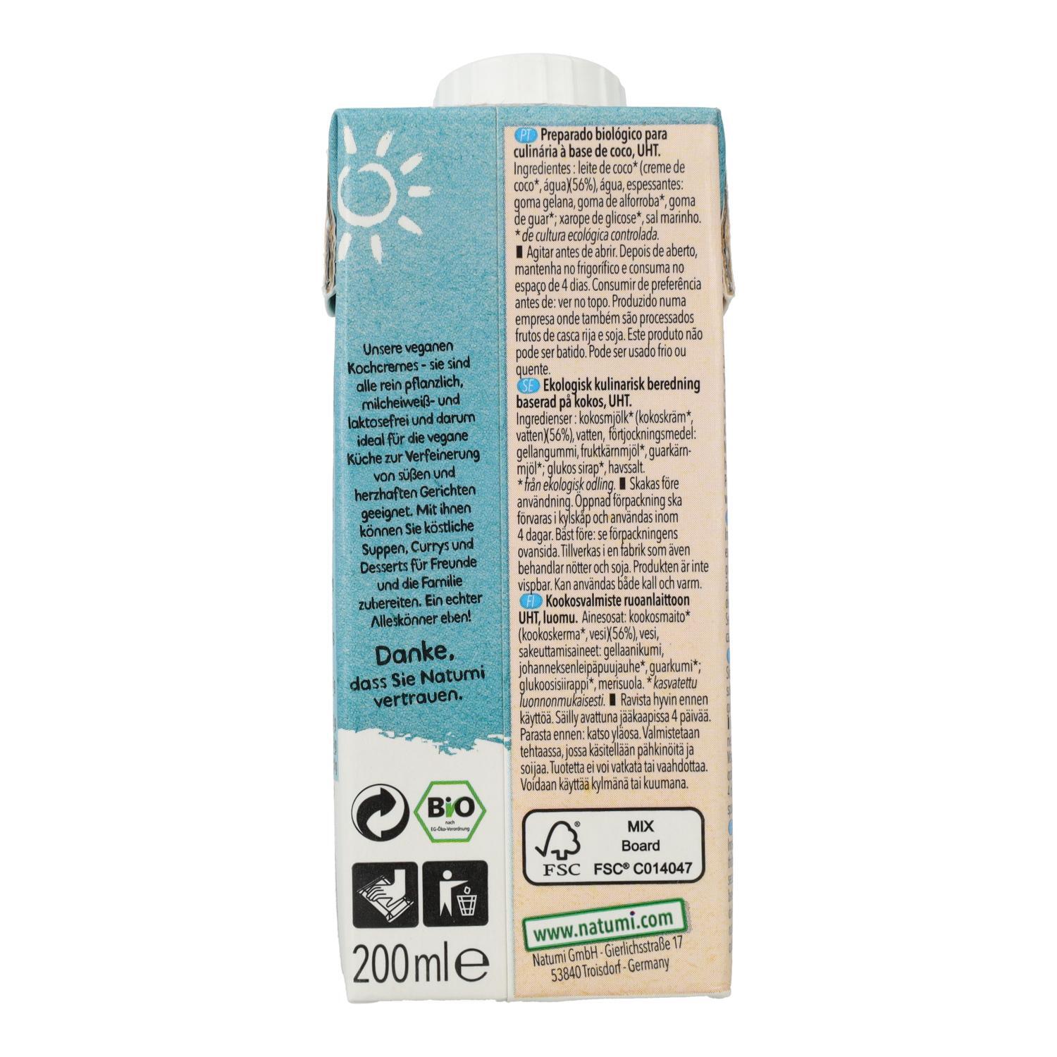 Crema para Cocinar a base de Coco Natumi, 200 ml